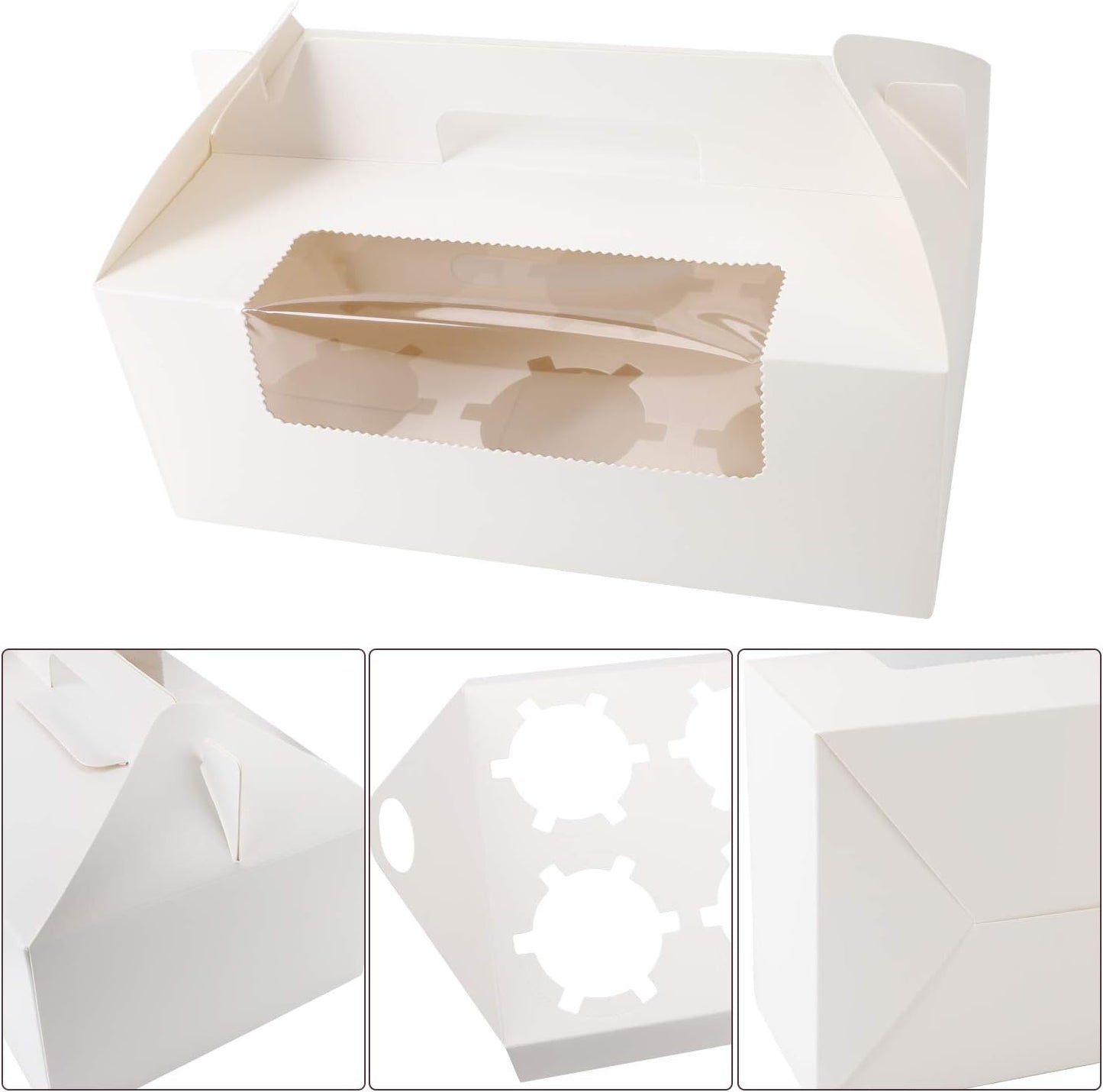 EUSOAR Gold Cupcake Boxes, 25pcs 3.6"x 3.6"x 4.3" Single Cupcake Carrier with Window Insert and Handle, Kraft Pastry Containers, Muffins Cupcake Carriers for Bakery Wrapping Party Favor Packing