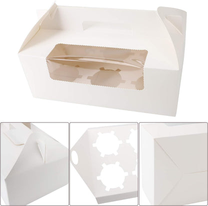 EUSOAR Gold Cupcake Boxes, 25pcs 3.6"x 3.6"x 4.3" Single Cupcake Carrier with Window Insert and Handle, Kraft Pastry Containers, Muffins Cupcake Carriers for Bakery Wrapping Party Favor Packing