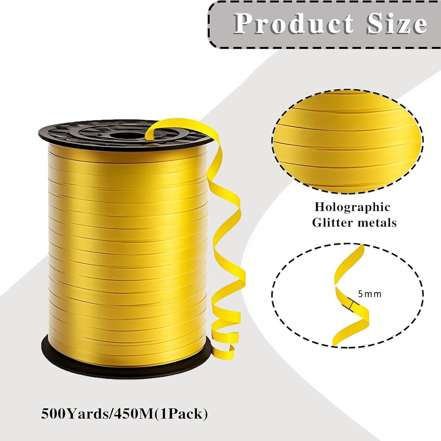 500 Yard Premium Gold Curling Ribbon,Curling Ribbon for Gift Wrapping, Balloon String,for Gift Wrapping ，Party Decoration Crafting,for Florist Flower﻿