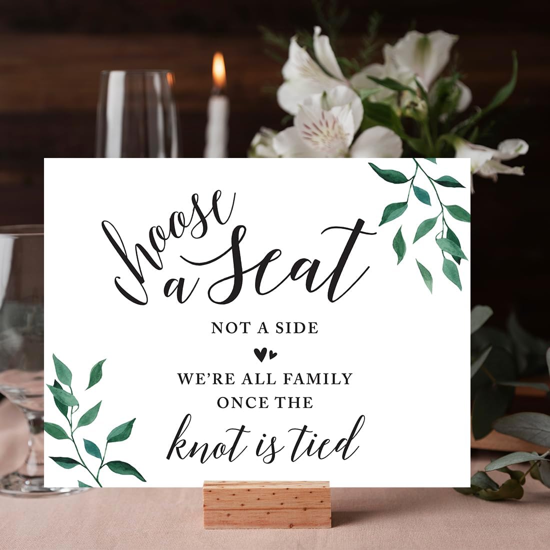 Andaz Press Wedding Party Signs, Natural Greenery Green Leaves, 8.5x11-inch, Bridal Shower Scavenger Hunt, 1-Pack - Colors D