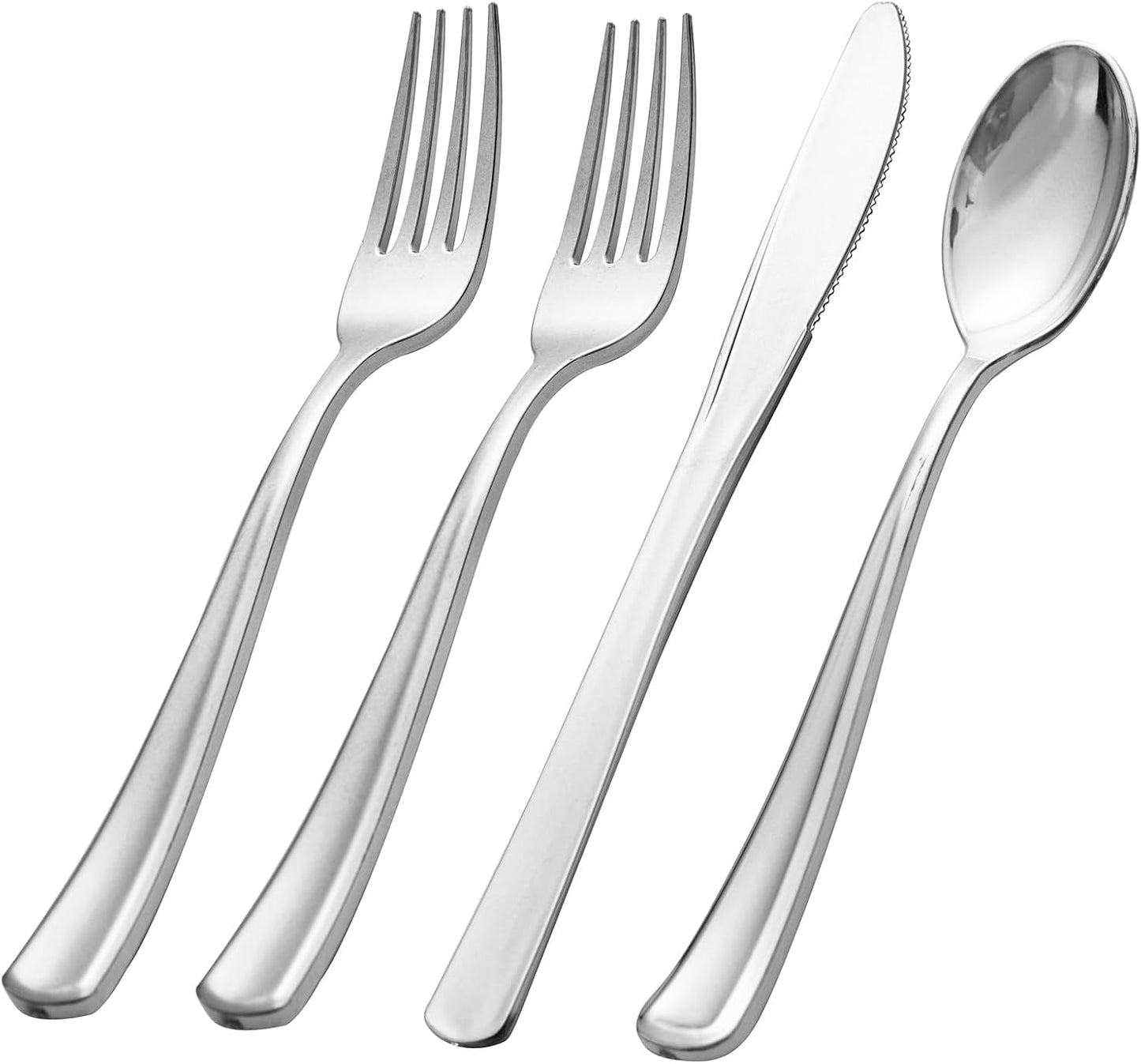 WDF300 Pieces Gold Plastic Silverware - Heavy Duty Disposable Cutlery Set Plastic Gold Silverware Set Includes 100 Forks, 100 Spoons, 100 Knives for Party Baby Shower Wedding Spring
