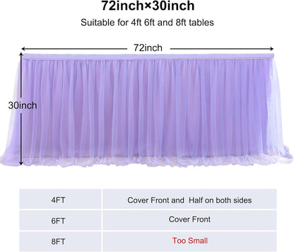 72inch Champagne Gold Tulle Table Skirts for Rectangle Round Tables, Gold Grim Ruffle Tulle Tutu Cloth Table Skirt 6ft for Wedding Birthday Party Cake Dessert Decor(No Top Cover)