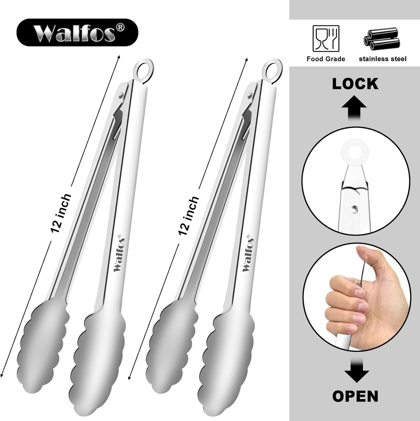 Walfos Small Gold Tongs For Serving,Food Grade Stainless Steel 4" Mini Tongs Appetizers for Parties Catering, Sugar，Desserts，Tea Party, Coffee Bar, Set of 12 （Gold）