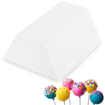 500Pcs 6 Inch White Paper Lollipop Sticks, Paper Sucker Sticks, Cake Pop Stick for Cake Toppers, Chocolate,Cookie,Rainbow Candy
