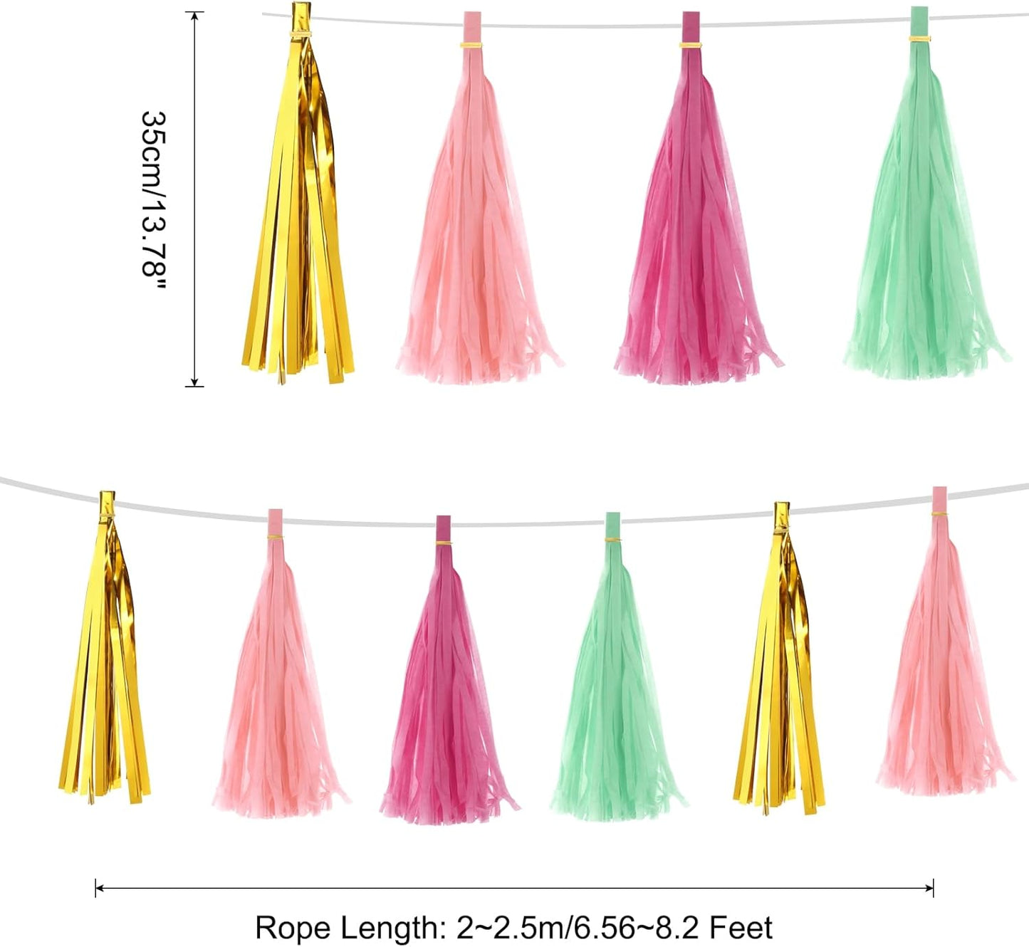 MECCANIXITY 20Pcs Light Blue Tassel Garland Banner with Rope Tissue Paper Tassels Party DIY Kits for Anniversary Wedding Birthday Party