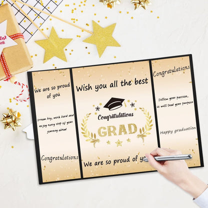 Graduation Guest Book Party Decorations-Blue Gold Graduation Guest Book Alternative Graduation Signature Congrats for 2026 College High School Graduation Party Decorations Unique Graduation Gifts