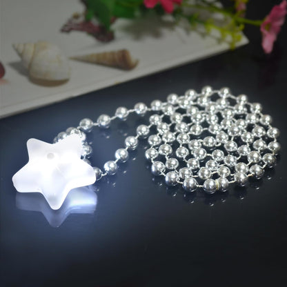 6 Pack Clear LED Glow Star Necklace Bulk Beaded Necklaces for Halloween Christmas Decorations Mardi Gras Party Favors