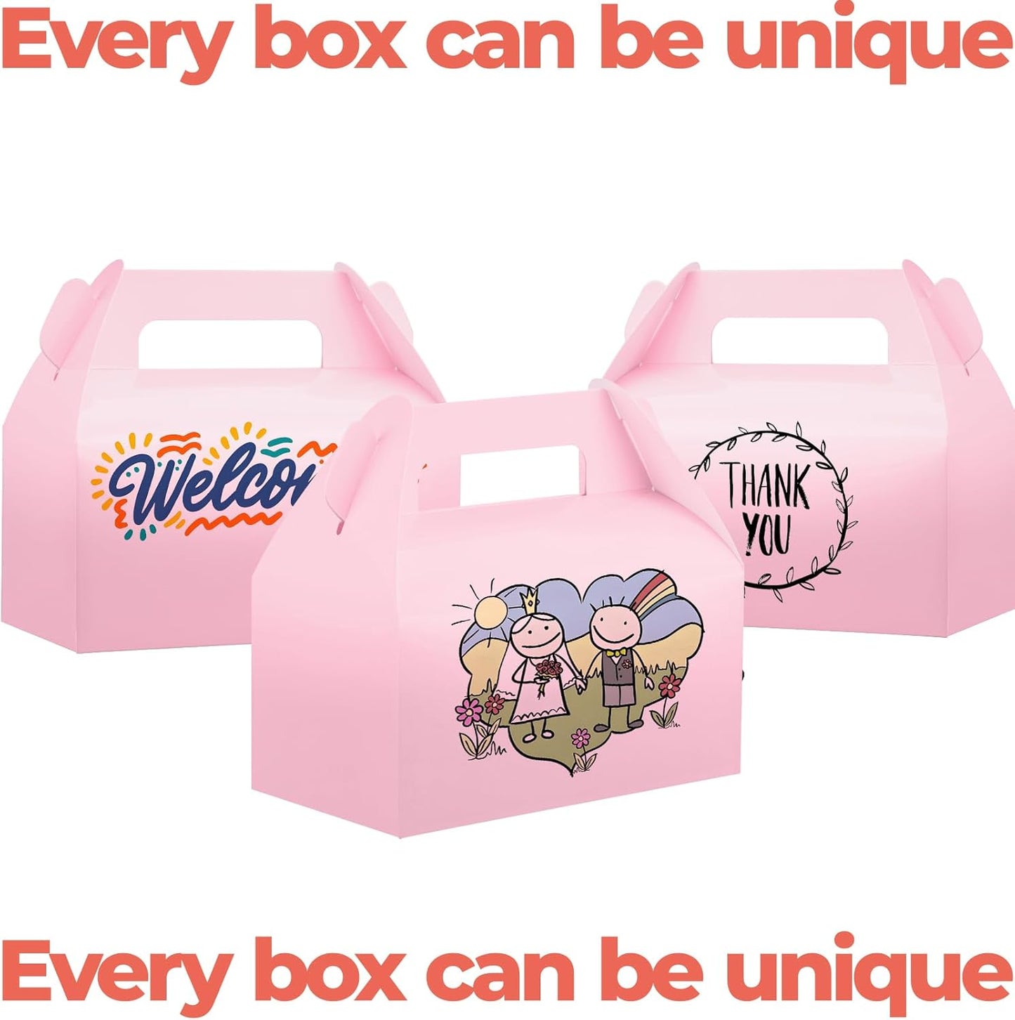 UnicoPak 30 Pack Party Favor Boxes Treat Boxes, White Gable Gift Boxes for Party Favors Goodies Cookies Treats Candies Meals Lunch, 6.5x3.5x3.5 Inches
