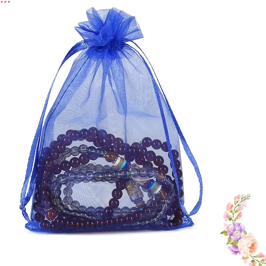HRX Package 100pcs White Organza Bags, 4x6 inch Mesh Bags Drawstring Gift Bags Jewelry Pouches for Candy Wedding Favors Christmas