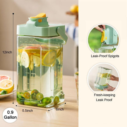 0.9 Gallon Drink Dispenser with Spigot,100% Leakproof,Sealed and Filter screen,Milk,Lemonade Dispenser,Juice Containers With Lids For Fridge and Dairly Use,Beverage Liquid Drink Container for Party