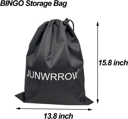 JUNWRROW Deluxe Bingo Game Set with Storage Bag- Includes 6-Inch Antique Gold Rotary Cage,75 Calling Balls,100 Mixed Cards,1000 Colorful Chips, Master Board&Carry Bag for Family Party,Large Groups