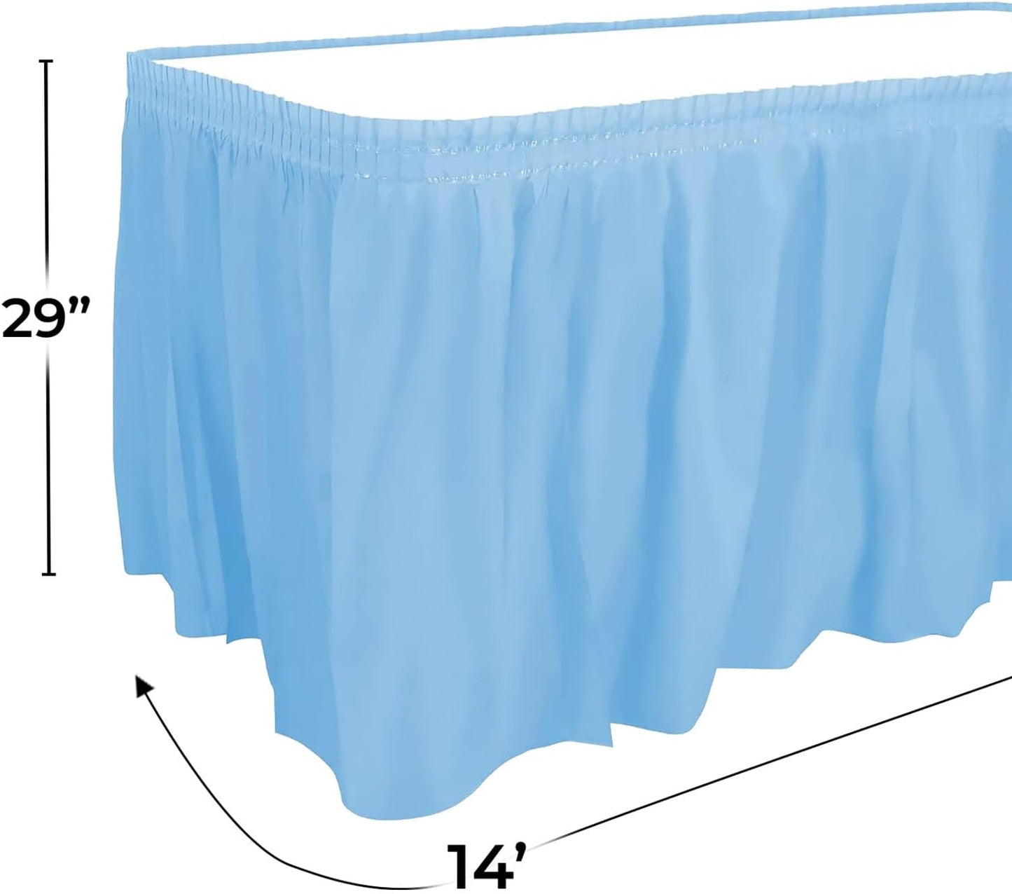 Party Dimensions Plastic Table Skirt, 29-Inches by 14-Feet - White - 6 Pack