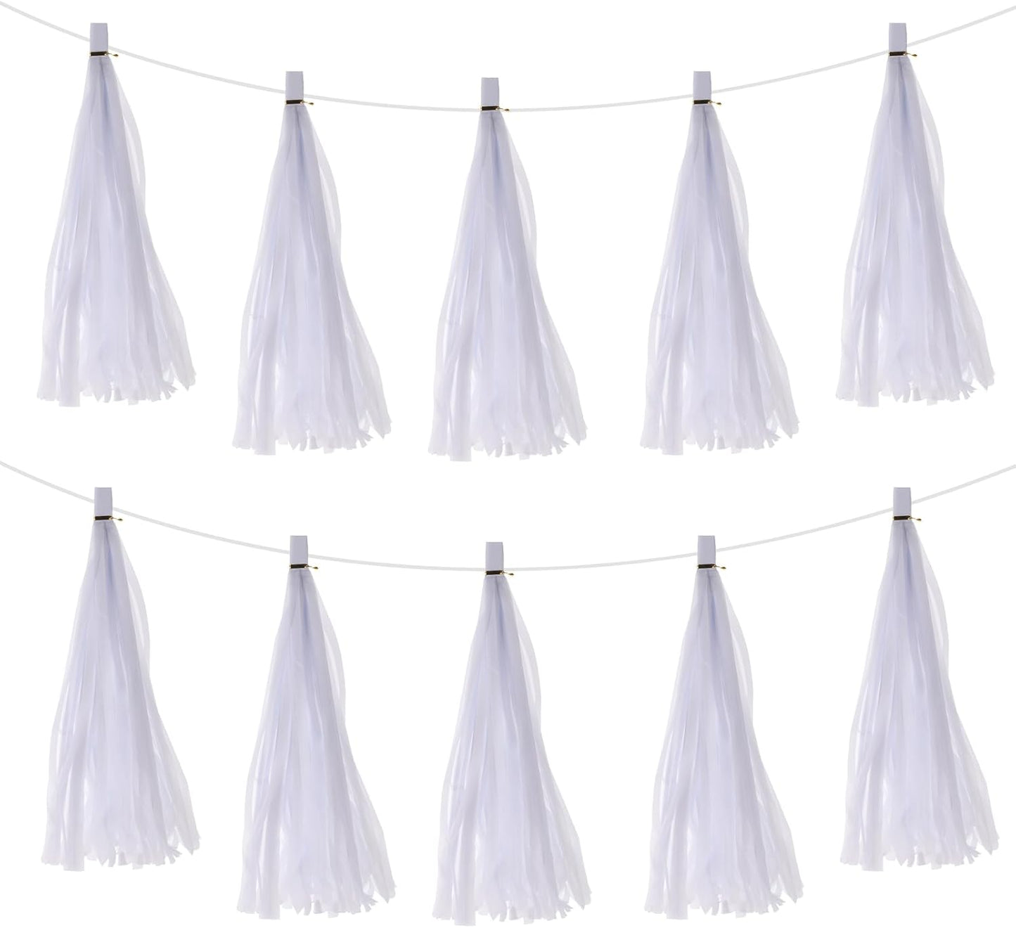 MECCANIXITY 20Pcs Light Blue Tassel Garland Banner with Rope Tissue Paper Tassels Party DIY Kits for Anniversary Wedding Birthday Party