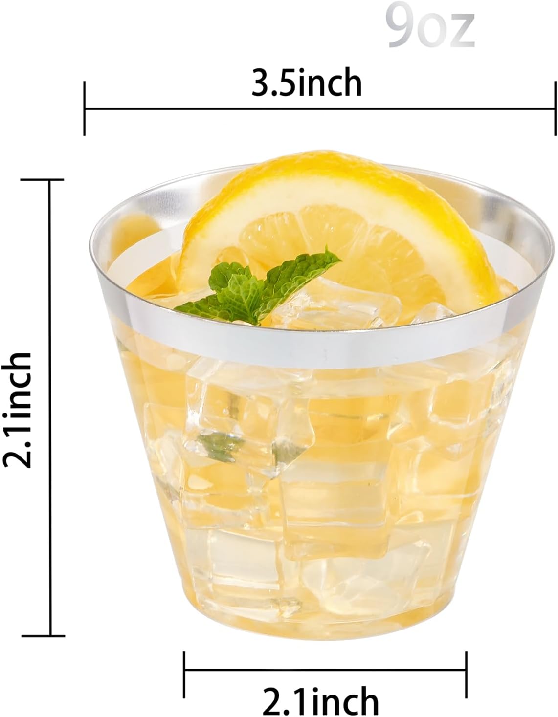 Nervure 120PCS Gold Plastic Cups - 9Oz Gold Rimmed Plastic Cups - Heavy Duty Disposable Clear Cup with Gold Rim Perfect for Weddings, Receptions & Parties