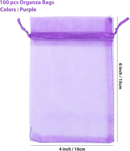 ANZNKU Pink Organza Bags 4 x 6 in 50PCS, Small Gift Bags for Goodie Candy Jewelry Soap Packaging, Cute Little Mesh Bag Drawstring Bulk for Wedding Birthday Party Favor Baby Shower & Easter Gifts Wrap