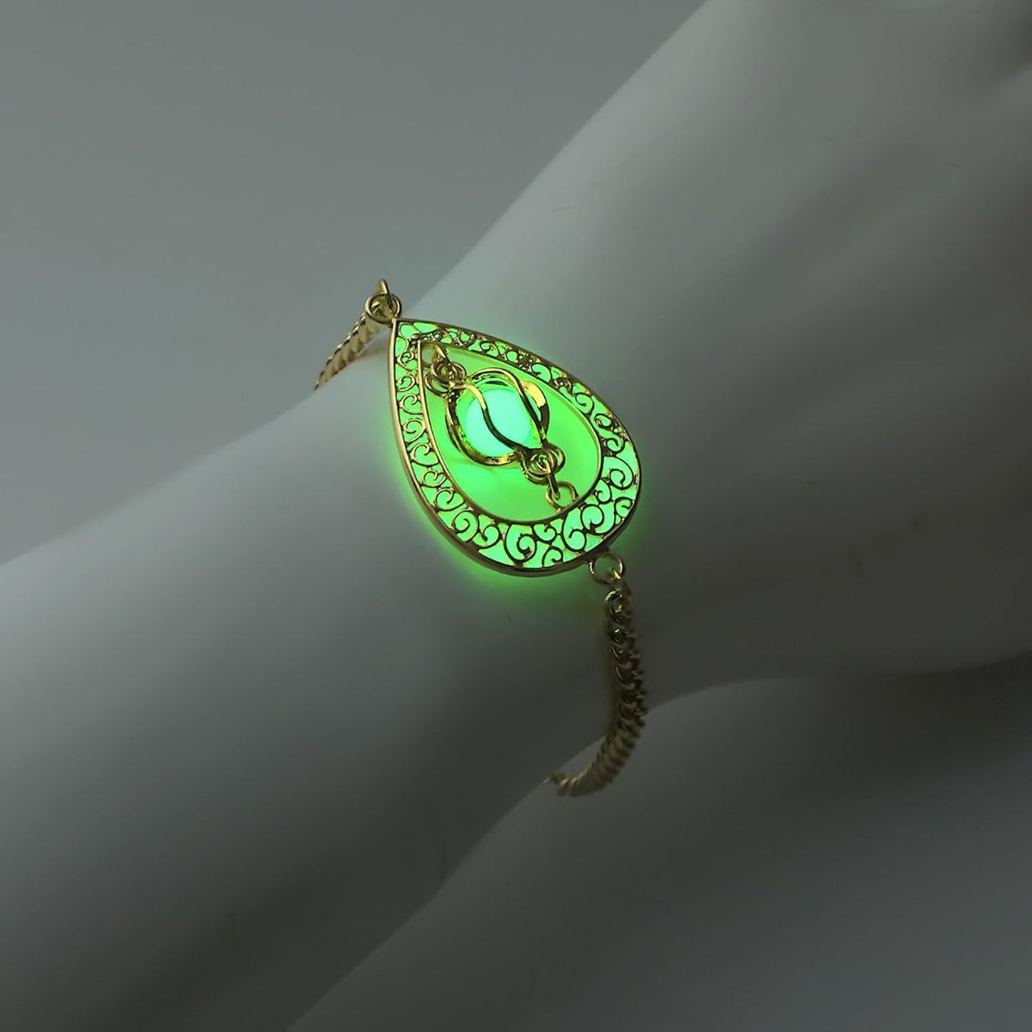 EEQQBZ Glow in The Dark Silver Teardrop shape bracelets,Fantasy Glowing Jewelry bracelets