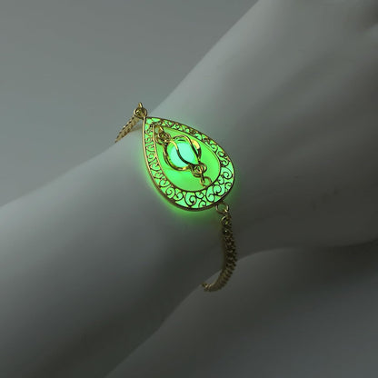 EEQQBZ Glow in The Dark Silver Teardrop shape bracelets,Fantasy Glowing Jewelry bracelets