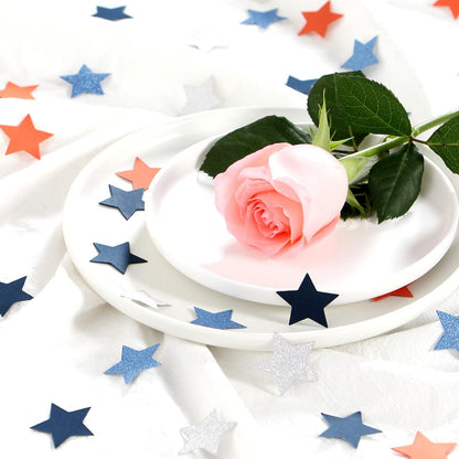 300pcs Navy Blue White Silver Confetti,Glitter Paper decor Twinkle Little Star Table Confetti,Birthday Graduation 2024 Fathers Day Wedding Baby Shower Party Decorations Circle Dots Lasting Surprise