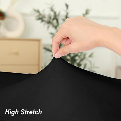 Fixwal Black Spandex Tablecloth for Rectangle Table 6ft, Table Skirt for Folding Table, Table Cover for Party, Show, Wedding and Birthday