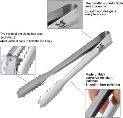 MSY BIGSUNNY Durable Stainless Steel Ice Tongs, 7 inch Sugar Cube Serving Tongs, Set of 2