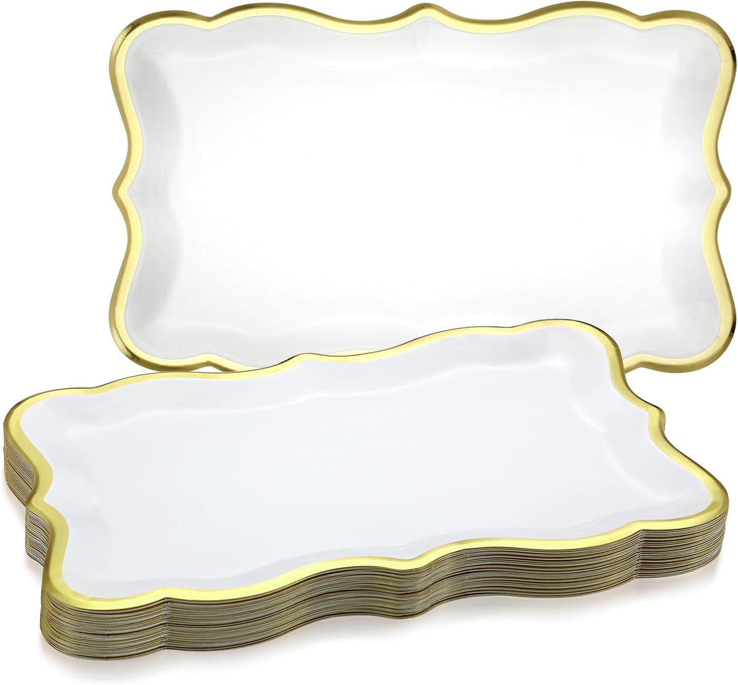 Havawish 24 Pcs 9" x 13" Pink Disposable Paper Serving Trays and Platters Food Platters for Parties White Trays Cupcake Platter Bandejas Decorativas para Fiestas for Birthday Party Weddings