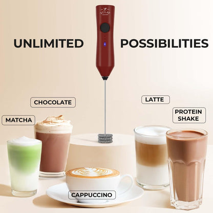 Zulay Kitchen Powerful Milk Frother Wand With Duracell Batteries - Ultra Fast Handheld Drink Mixer - Electric Whisk Foam Maker for Coffee, Lattes, Cappuccino & Matcha - Z1 Motor - Black - Colors A