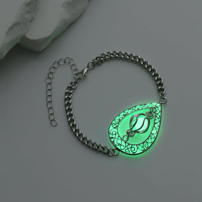 EEQQBZ Glow in The Dark Silver Teardrop shape bracelets,Fantasy Glowing Jewelry bracelets