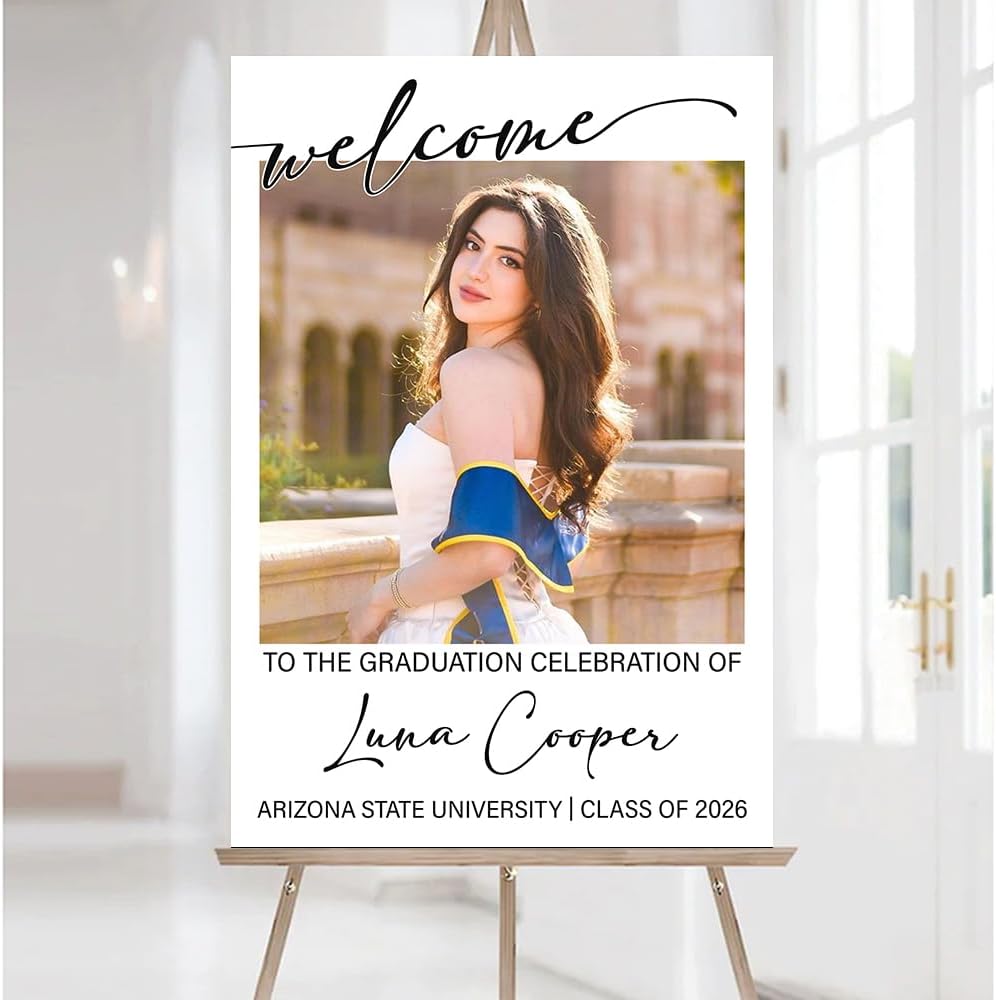 Graduation Party Welcome Sign, Custom Photo Grad Party Sign, Personalized High School & College University Grad Decoration #4