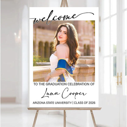 Graduation Party Welcome Sign, Custom Photo Grad Party Sign, Personalized High School & College University Grad Decoration #4
