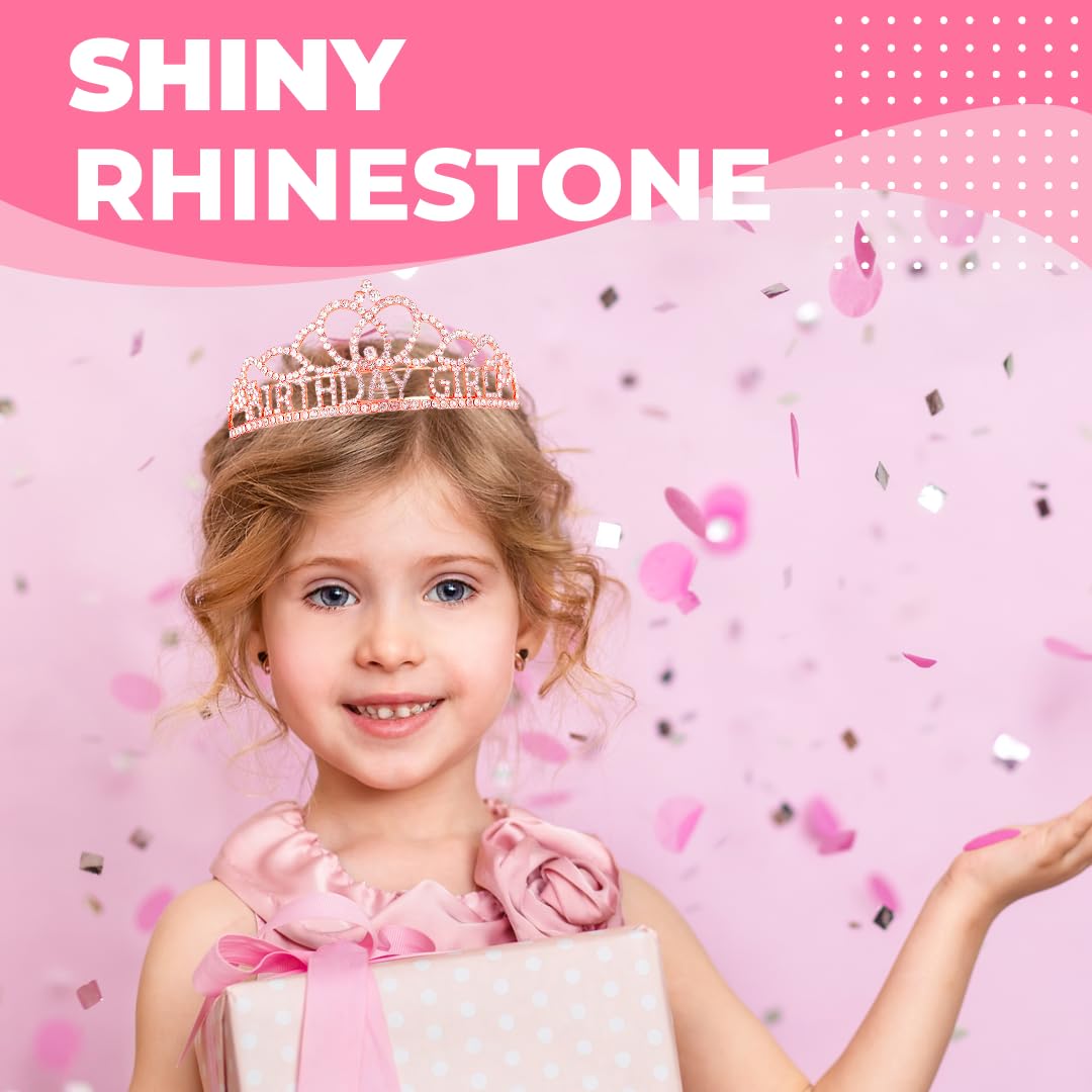 Birthday Tiara Crown with Sash for Women, Headband Hair Accessories for Wedding Party Costume