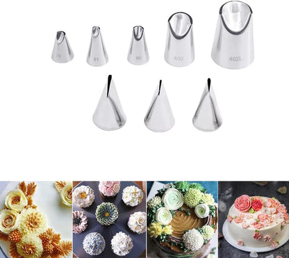 Icing Piping Tip Set,3 Large Decorating Tips Stainless Steel,DIY Cream Rose Flower Piping Tips,Cupcake Pastry Tips for Cake Decorating(1M 2D 2F)