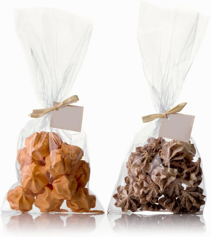Cello Cellophane Treat Bags,5x7 Inches Clear Cellophane Bags 200 Pcs OPP Plastic Treat Bags with 200 Twist Ties for Gift Wrapping,Packaging Candies,Dessert,Bakery, Cookies, Chocolate,Party Favor