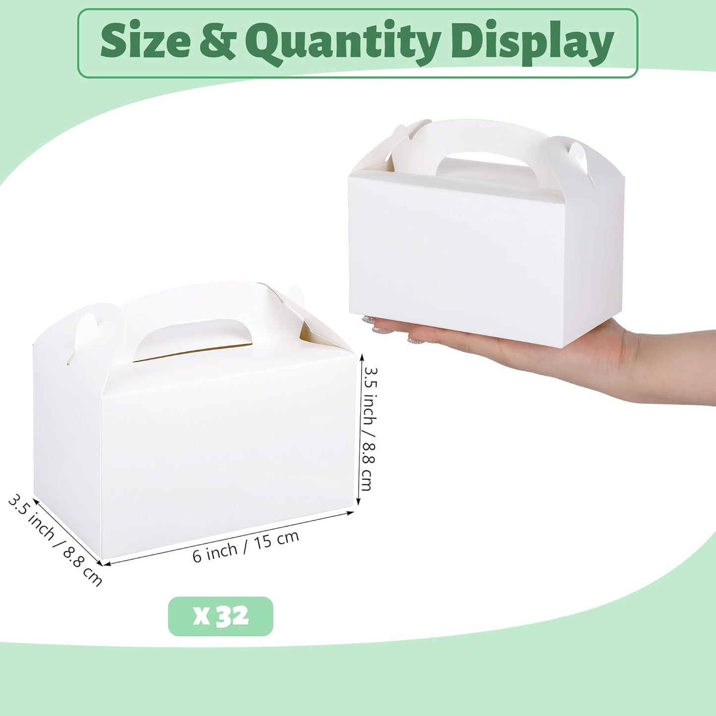 MIMIND 32 Pack Rainbow Party Favor Boxes Gable Treat Boxes with Handles 6 x 3.5 x 3.5 Inches Gift Birthday Goodie Boxes for Cookies Candies for Wedding Baby Shower Party Supplies