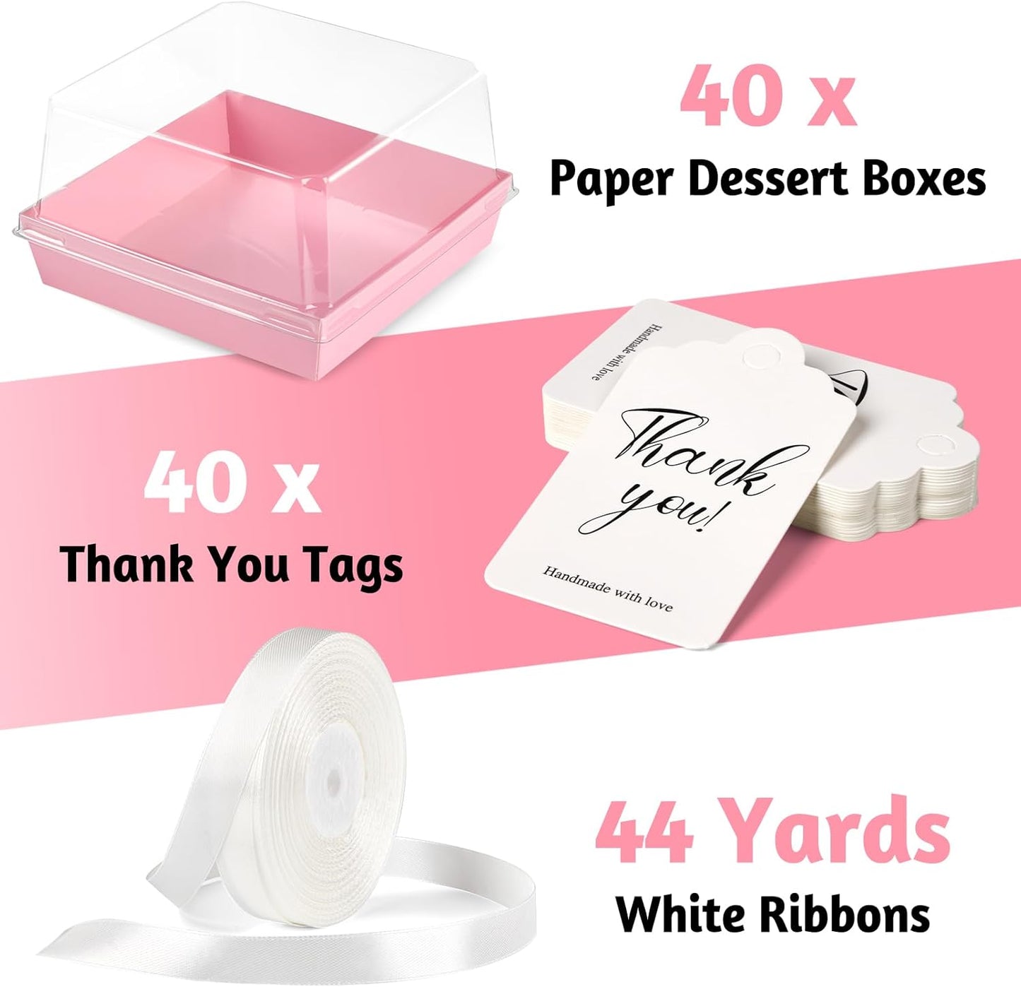 ZORRITA 7 x 7 x 4 Inches Paper Cake Boxes with Clear Lids, 20 Pack Disposable Charcuterie Boxes Square Food Containers for 4-6 Inch Cake, Dessert, Pie, Cupcake, Bakery (Pink)