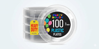 Party Solids Black Plastic Plates For Party 10" Black Disposable Plates For Party Supplies 100 Pcs Plastic Dinnerware Sets Heavy Duty 350 GSM Disposable Dinnerware Set