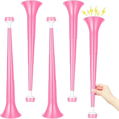 4 Pcs Collapsible Stadium Horn for Adult, 21 Inch Vuvuzela Plastic Trumpet, for Sporting Events Football Carnival Party, White