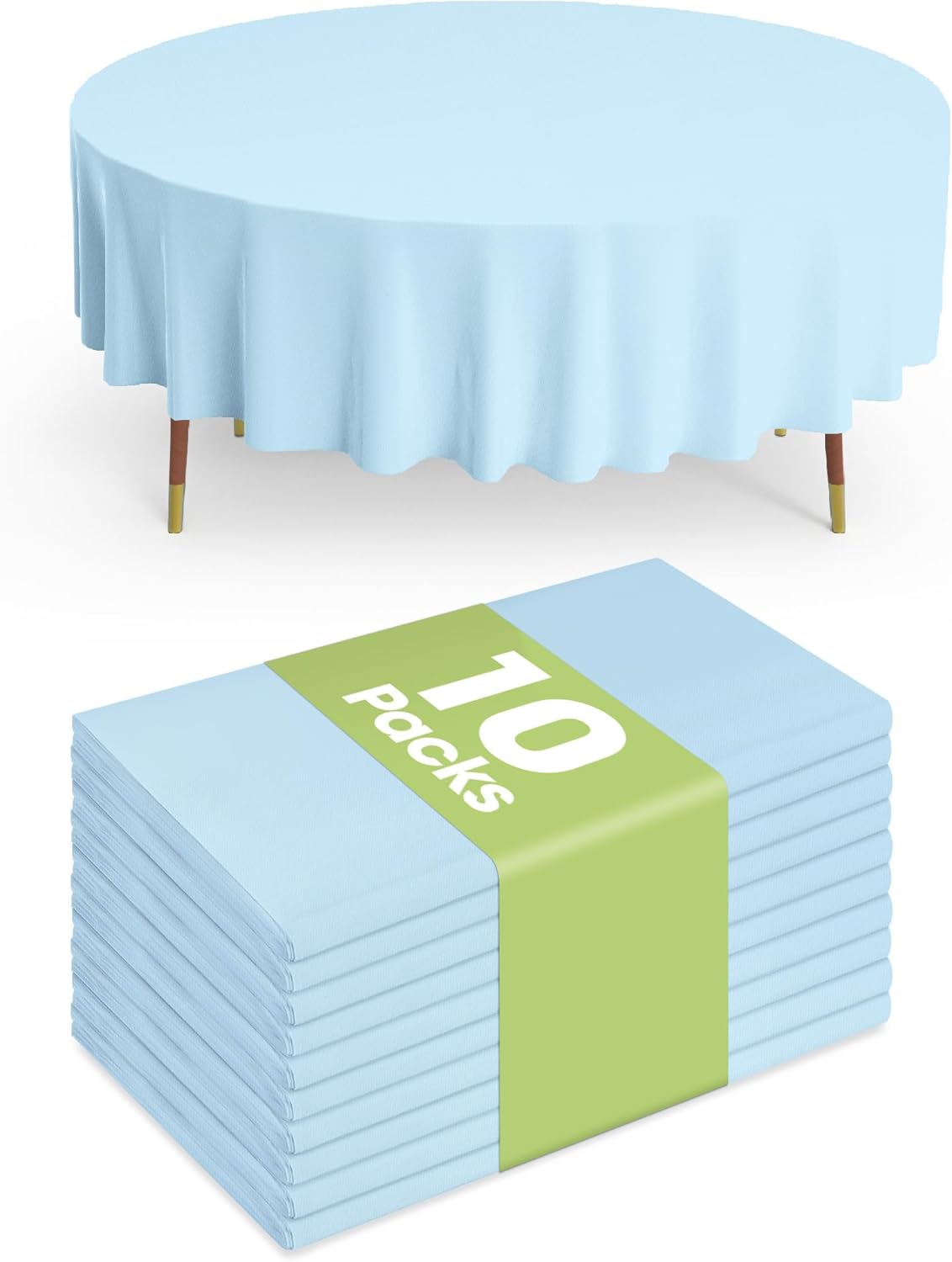 Pureegg Plastic Table Cloth 10 Pack, 54 x 108 Inch Disposable Table Cloths for Party, Picnic and Wedding, Rectangle, White - Colors A