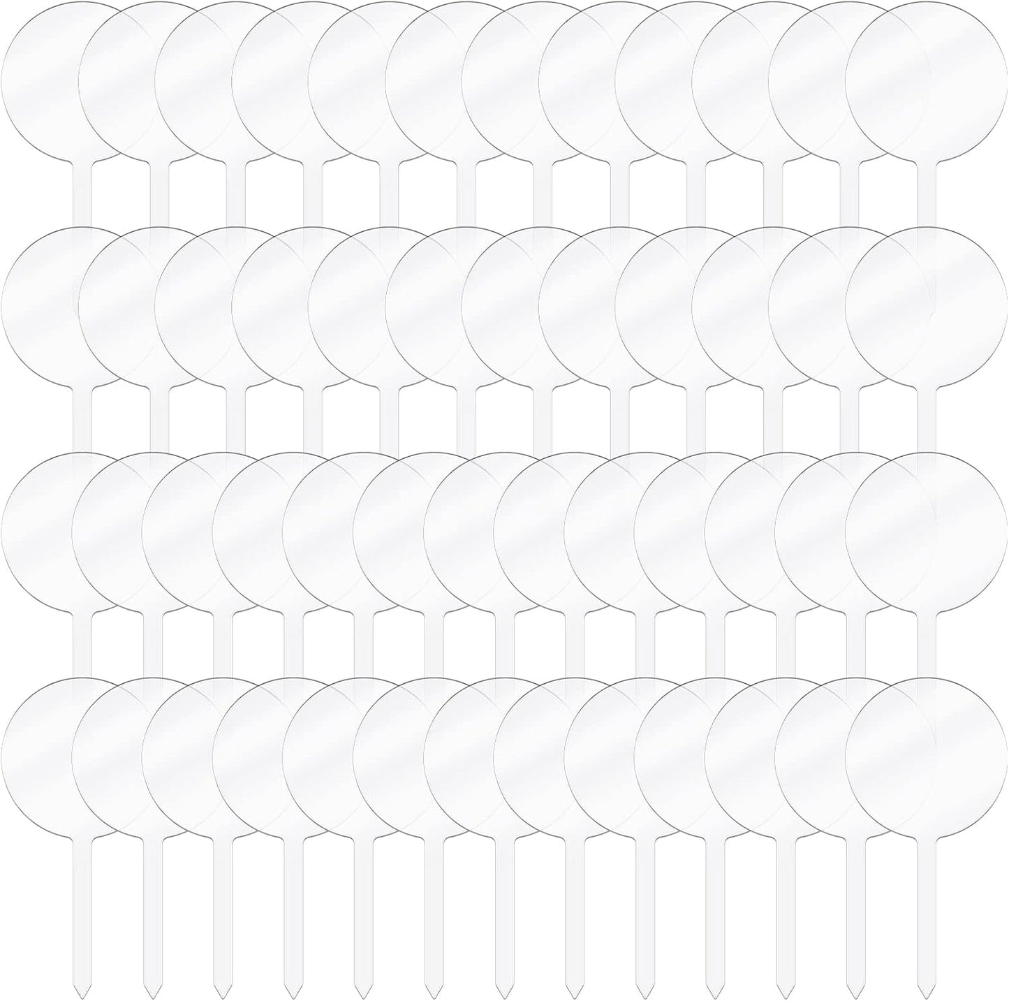 Roowest 50 Pieces 2 Inch Round Acrylic Cupcake Toppers Blank Clear Mini DIY Cake Stick Toppers for Birthday Festival Party Baby Shower Wedding Party Cupcake Decoration