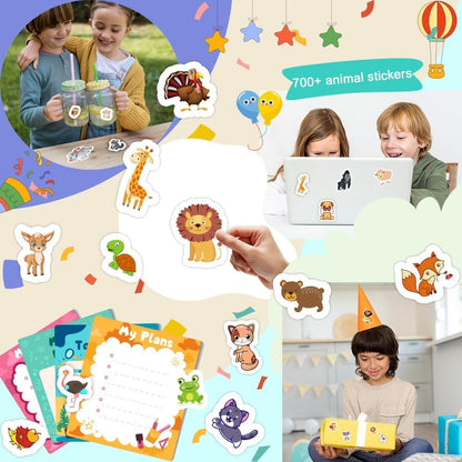 48 Sheets Stickers for Kids, Cute Stickers Variety Pack for Scrapbooking, Teachers Classroom Prizes, Goodie Bag Stuffers Including Animals, Cars, Dinosaurs, Fishes, Hearts, Stars and More