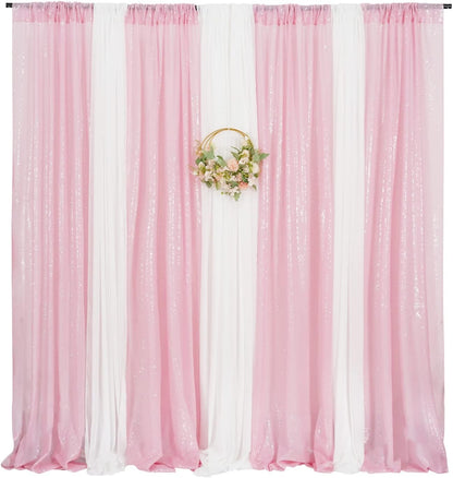 Poise3EHome Black Sequin Backdrop Curtains, 2 Panels 2FTx8FT Glitter Photo Booth Backdrop for Halloween Birthday Bachelorette Wednesday Twilight Party Decorations