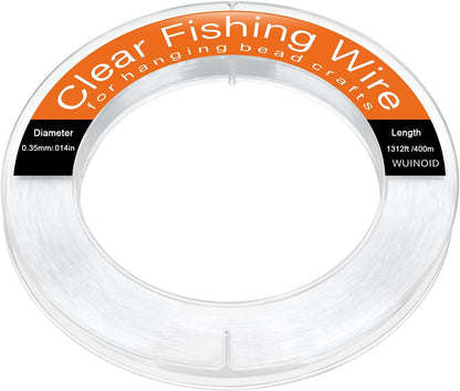Clear Fishing Line Wire 755 ft, Invisible Monofilament Fishing Line Wire, Nylon String for Hanging Balloons Garland Crafts Picture Decorations, Clear String Threads Cords WUINOID
