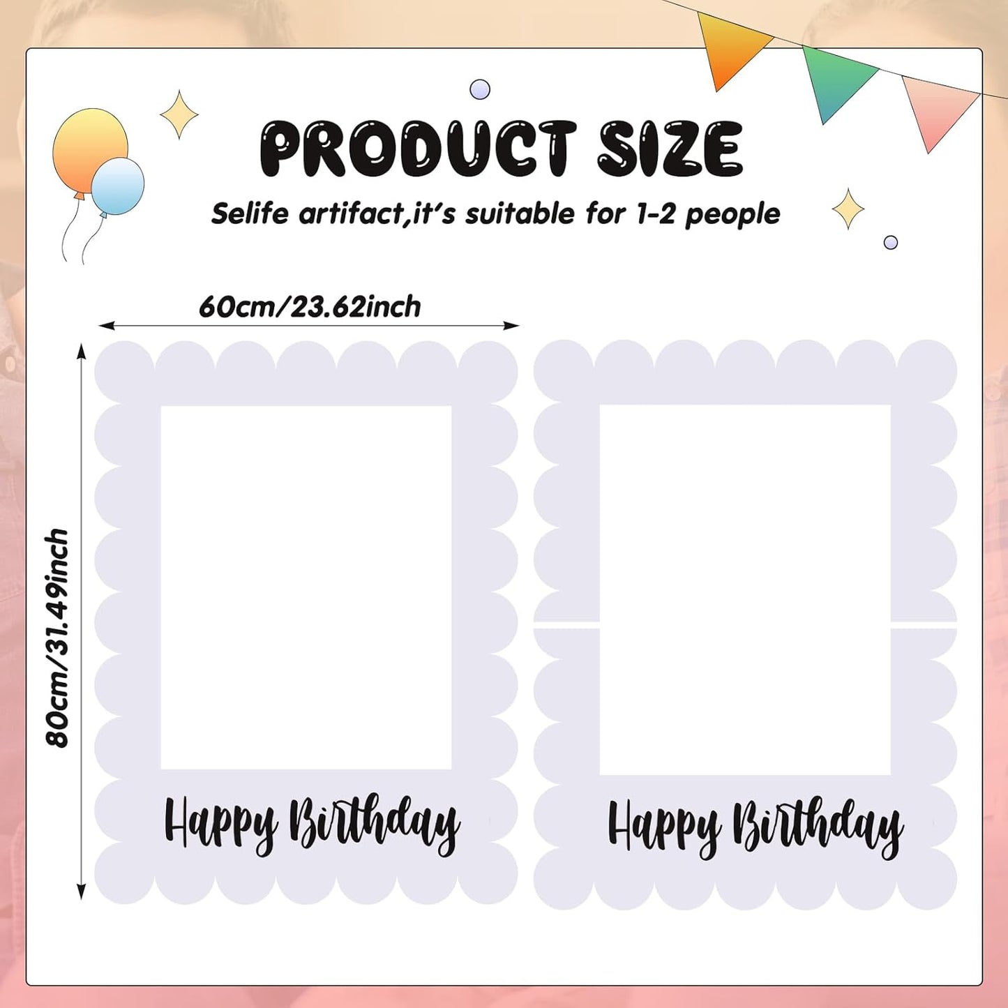 Beeveer 32 x 24 Inch Extra Large Happy Birthday Photo Booth Selfie Frame Props Picture DIY Cutouts Photo Backdrop Cardboard Props for Party Supplies Favors(Vertical,Shiny Gold)