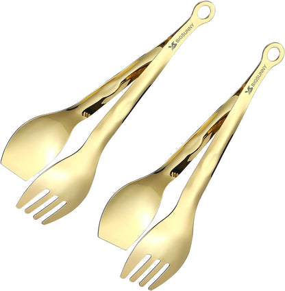 Mini Appetizer Tongs Stainless Steel Set of 4, MSY BIGSUNNY Small Serving Tongs, 6 Inch(15.2cm, Silver)
