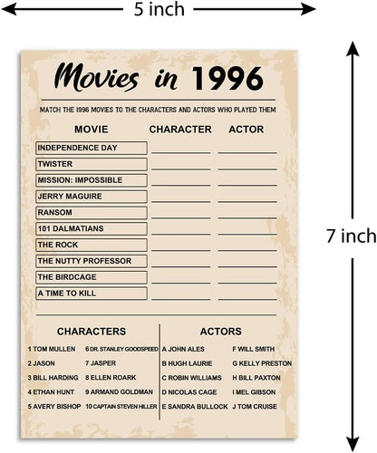 QUPT 40th Birthday Party Games, Movies in 1986 Games, Birthday Party Supplies for Adults, Fun 1986s Party Game，Pack of 30 Cards
