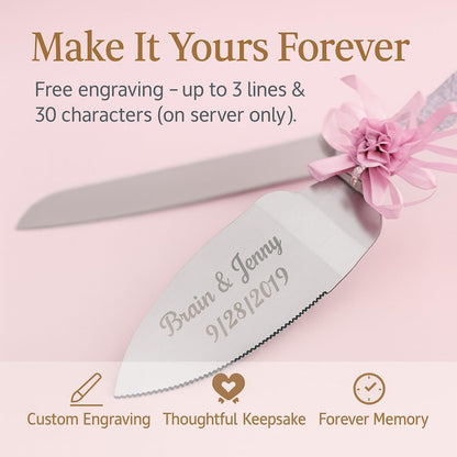 GIFTS INFINITY Personalized Wedding Cake Knife and Server Set with Engraving – Cake Cutting Utensil Set, Keepsake Gift for Wedding, Anniversary, Reception, Birthday & Other Occasions (CH-101WB)