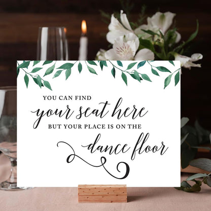 Andaz Press Wedding Party Signs, Natural Greenery Green Leaves, 8.5x11-inch, Bridal Shower Scavenger Hunt, 1-Pack - Colors D