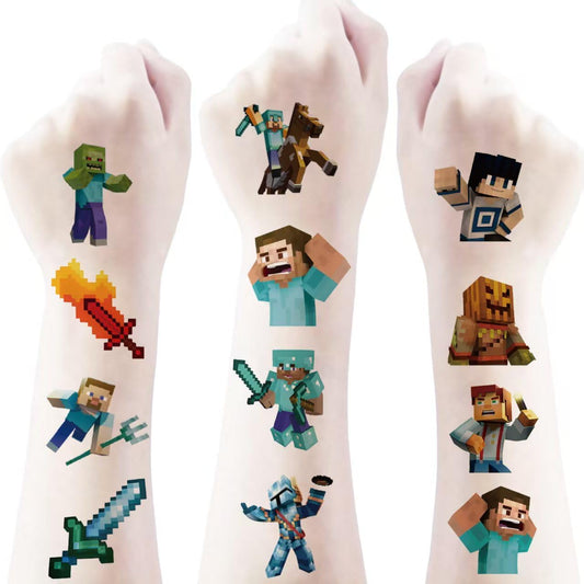 40 Sheets Minecraft Temporary Tattoos Stickers, Sheets Fake Body Arm Chest Shoulder Tattoos for Men or Women with
