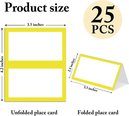 25 Pack Pink Plaid Bow Place Cards, Editable Name Cards for Table Setting, Tent Cards Food Label for Dinner Party, Bridal Shower, Wedding, Baby Shower and Events -T30