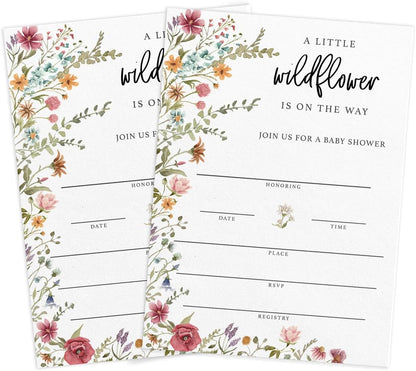 Printed Party Baby Shower Games for Girl – 4 Games and Activities for 30 Guests, Includes Bingo, Price is Right, Mommy or Daddy Trivia, and Storybook Title Guessing, Wildflower Baby in Bloom Design