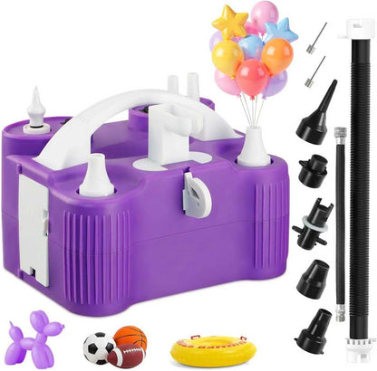 4-in-1 Electric Balloon Pump for All Balloons,Portable Dual Nozzle 600W Air Pump for Balloons,High Power Balloon Blower for Latex Foil 260q Mylar Balloon,Inflation Pool Float and Sports Balls